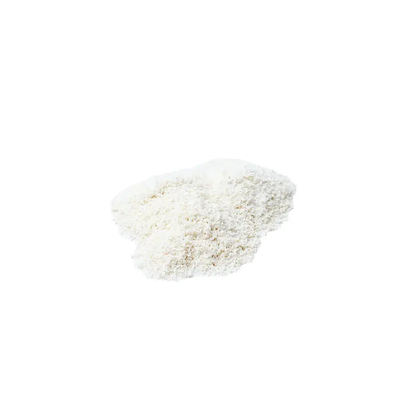 White eggshell powder on a white background